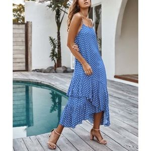 NWT Blue Dot Ruffle-Hem Dress, Sz. M